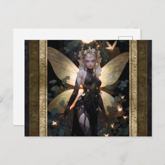 Carte Postale Fée flamboyante Imaginaire Art (Devant / Derrière)