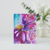 CARTE POSTALE FÉE FLEUR MIGNONNE ET FANTAISISTE EN PINK, ÉCLATS  (Debout devant)