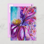 CARTE POSTALE FÉE FLEUR MIGNONNE ET FANTAISISTE EN PINK, ÉCLATS  (Devant / Derrière)