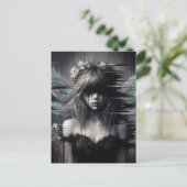 Carte Postale Fée Glitch avec des fleurs dans ses cheveux (Debout devant)