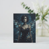 Carte Postale Fée Glitch Sombre Avec Fleurs (Debout devant)