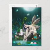 Carte Postale Fée Imaginaire Dans Une Pensée Profonde (Devant / Derrière)