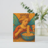 Carte Postale Fée mignonne avec ailes bleues manger Ramen (Debout devant)