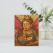 Carte Postale Fée mignonne avec ailes roses manger Ramen (Debout devant)