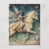 Carte Postale Fée montant son cheval (Devant)