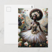 Carte Postale Fée Orchidée Fille Noire Avec Afro (Devant / Derrière)