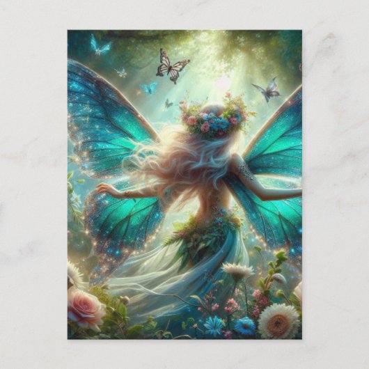 Carte Postale Fée papillon (Devant)