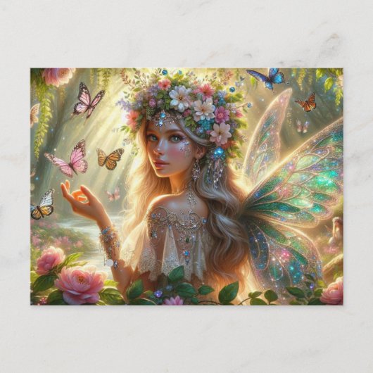 Carte Postale Fée Papillon (Devant)