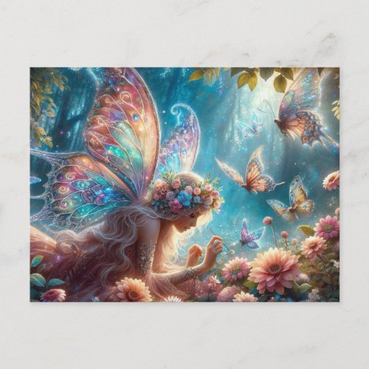 Carte Postale Fée papillon (Devant)