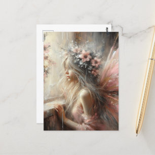 Carte Postale Fée regarde par la fenêtre