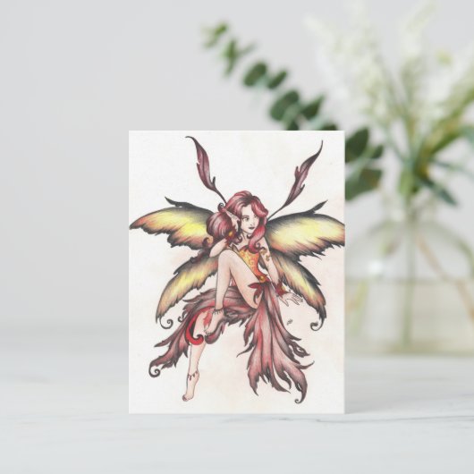 Carte Postale fée rouge (Debout devant)