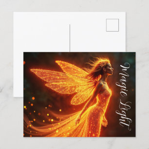 Carte Postale Fée rouge pétillante fille imaginaire parties scin