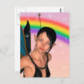 Carte Postale Fée sous arc-en-ciel (Devant / Derrière)