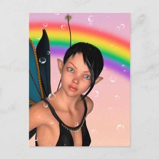 Carte Postale Fée sous arc-en-ciel (Devant)