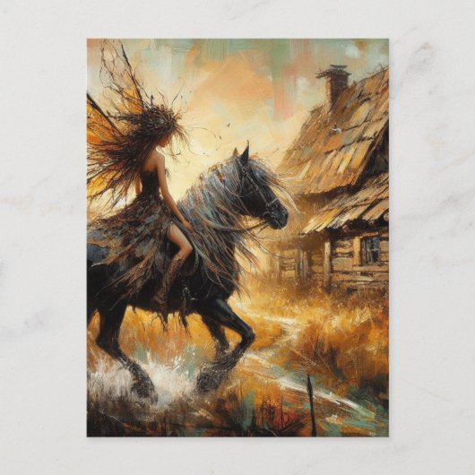 Carte Postale Fée sur le cheval (Devant)
