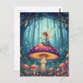 Carte Postale Fée sur un champignon (Devant / Derrière)