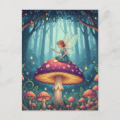 Carte Postale Fée sur un champignon (Devant)