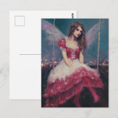 Carte Postale Fée sur une balançoire (Devant / Derrière)