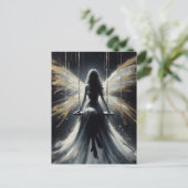 Carte Postale Fée sur une balançoire la nuit en robe blanche (Debout devant)