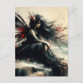 Carte Postale Fée sur une falaise en bord de mer en Robe Noire (Devant)