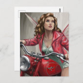 Carte Postale Fée sur une moto (Devant / Derrière)