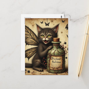 Carte Postale Fée Vampire Kitty et une bouteille de poison