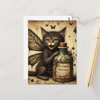 Carte Postale Fée Vampire Kitty et une bouteille de poison