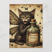 Carte Postale Fée Vampire Kitty et une bouteille de poison (Devant)