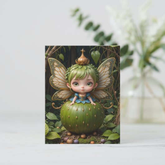 Carte Postale Fée verte mignonne (Debout devant)