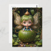 Carte Postale Fée verte mignonne (Devant / Derrière)