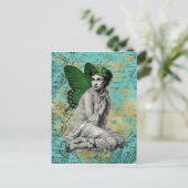 Carte Postale Fée verte vintage sur Aqua Ephemera (Debout devant)