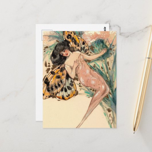 Carte Postale Fée vintage (Devant/Arrière en situation)