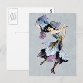 Carte Postale fée vintage iris (Devant / Derrière)