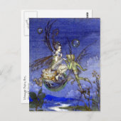 Carte Postale Fée vintage sur une bulle (Devant / Derrière)