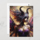 Carte Postale Fée violette avec cornes Imaginaire foncé Art (Devant / Derrière)