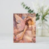 Carte Postale Fée Whimsical dans Dreamy Pink Floral Garden (Debout devant)