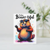 Carte Postale Feeling Beaver-tiful - Funny Beaver Graphic (Debout devant)