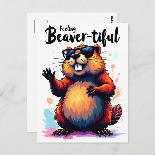 Carte Postale Feeling Beaver-tiful - Funny Beaver Graphic (Devant / Derrière)