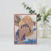 Carte Postale féerie à plumes avec perles (Debout devant)