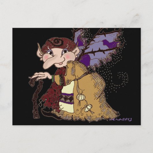 Carte Postale Féerie sombre Baba art populaire ukrainien (Devant)