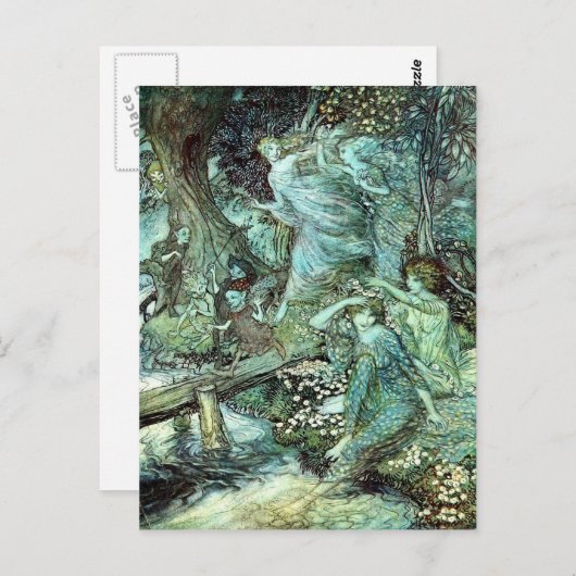 Carte Postale Féeries d'Arthur Rackham, bleu (Devant / Derrière)