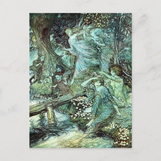 Carte Postale Féeries d'Arthur Rackham, bleu (Devant)