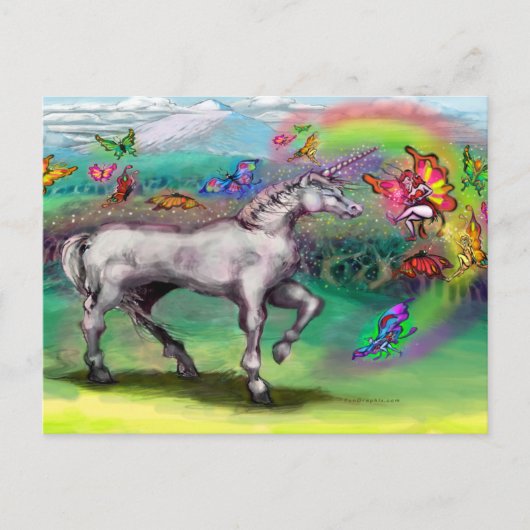 Carte Postale Féeries Unicorn arc-en-ciel (Devant)