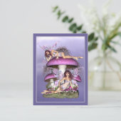 Carte postale féerique - fées sur champignon (Debout devant)