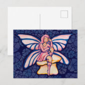 Carte Postale Fées d'aquarelle de champignons roses Fées (Devant / Derrière)