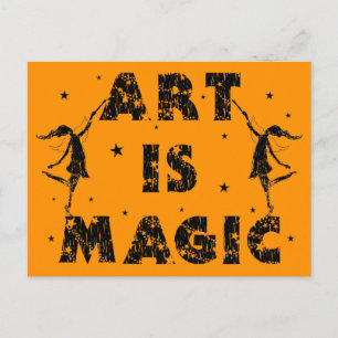 Carte Postale Fées d'art : L'art est magique (Halloween Orange)