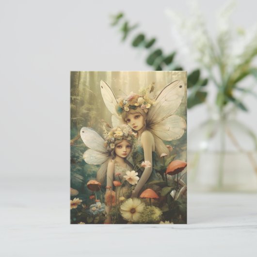 Carte Postale Fées et champignons dans les bois (Debout devant)