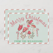 Carte Postale Fées et champignons de Noël mignons (Devant / Derrière)