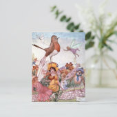 Carte Postale Fées et oiseaux dans un jardin, (Debout devant)