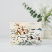 Carte Postale Fées transportant bébé dans le berceau (Debout devant)